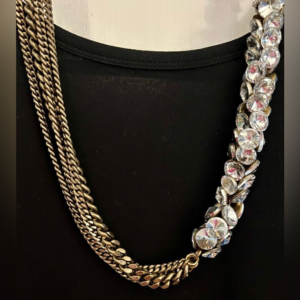 Madewell crystal, curb chain asymmetrical necklace. - Picture 3 of 10
